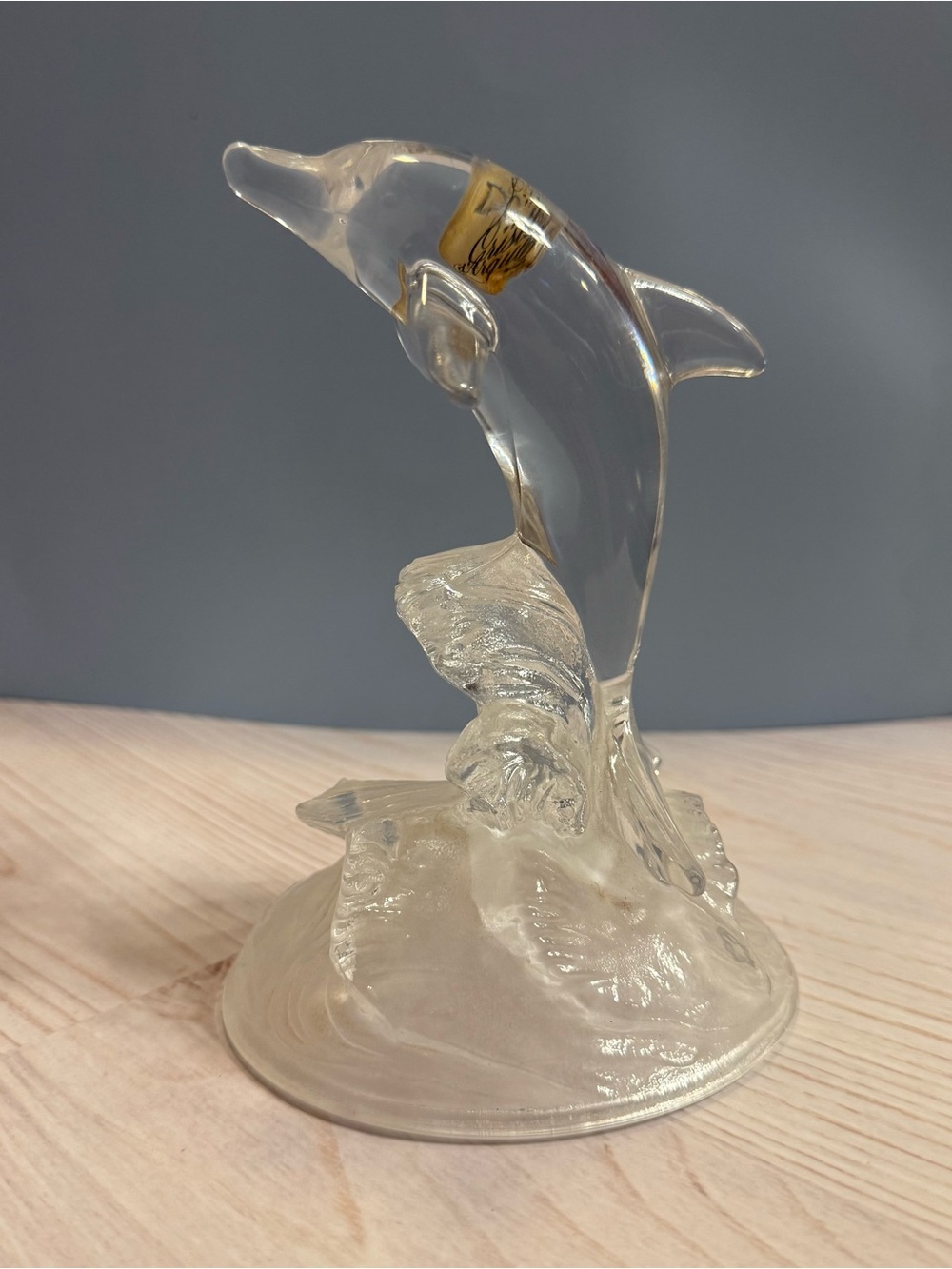 VTG Cristal d’Arques France 24% Lead Crystal Leaping Dolphin Figurine Sculpture